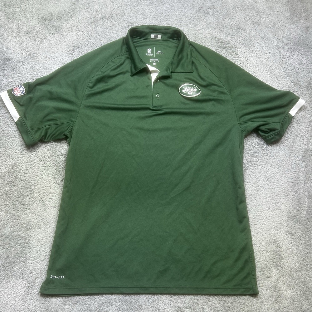 Nike New York Jets Polo Shirt Men's L Green NFL On Field Dri-Fit Football‎ EUC